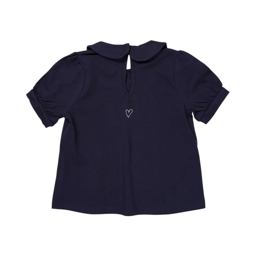 Solid Kortärmad Blus Med Krage Navy>Copenhagen Colors