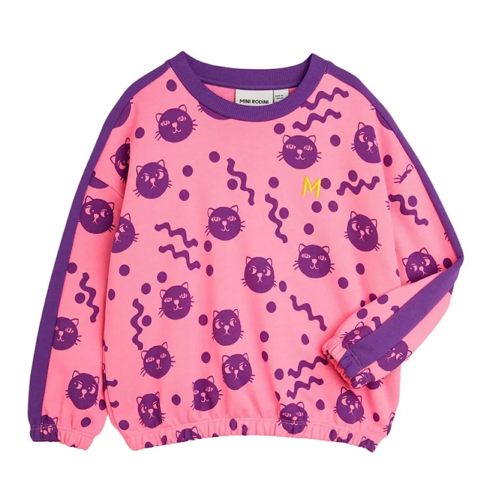 Squiggly Cats Sweatshirt Pink>Mini Rodini Hot