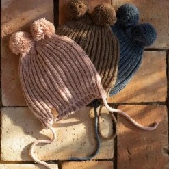 Stickad Babymössa Marinblå><noscript><img width=