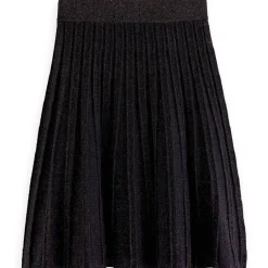 Stickad Plisserad Kjol Navy Melange><noscript><img width=