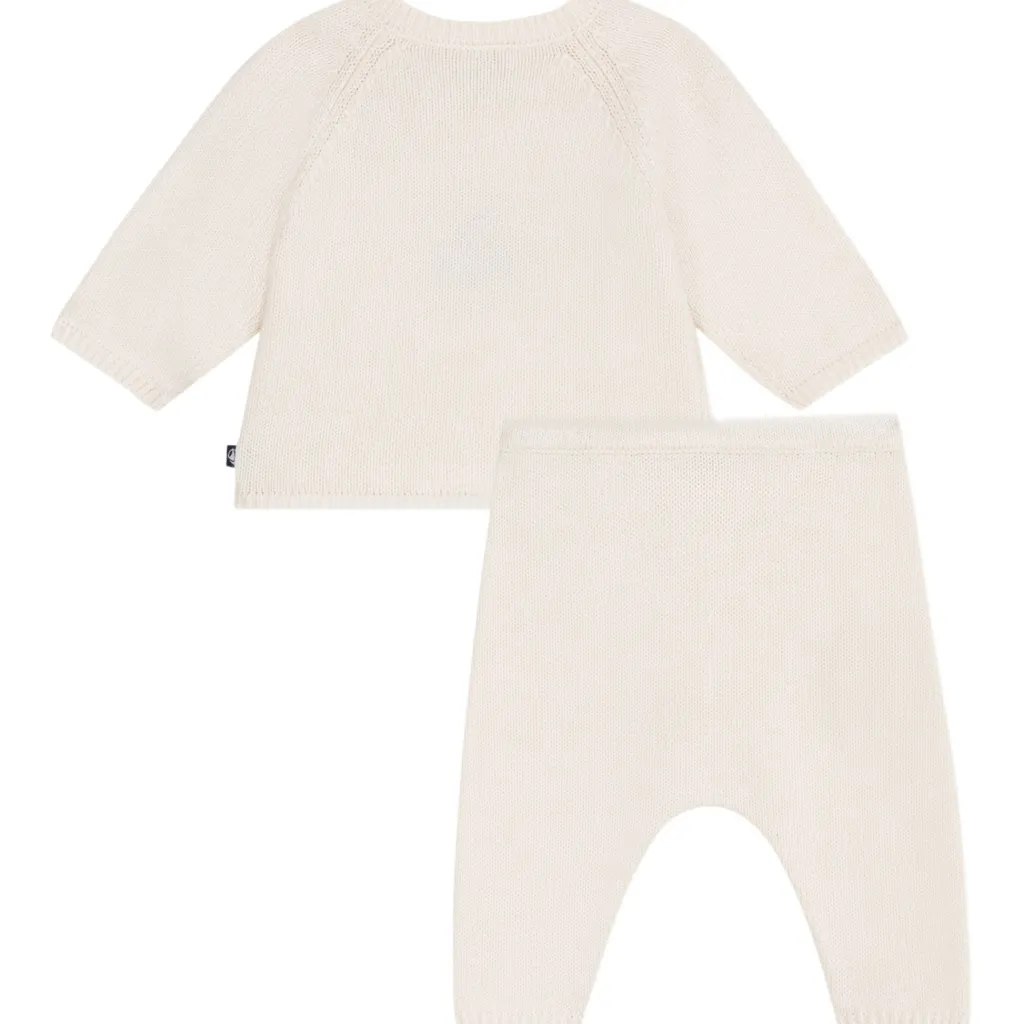 Stickat 2-delat Klädset I Ull Och Bomull Marshmallow>Petit Bateau Outlet