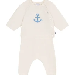 Stickat 2-delat Klädset I Ull Och Bomull Marshmallow><noscript><img width=