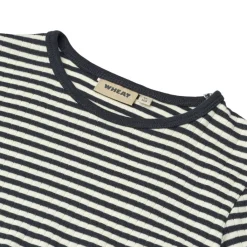 Stig Långärmad T-shirt Navy Rib Stripe>Wheat Hot