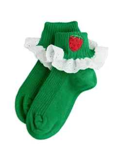Strawberry Emb Strumpor Green>Mini Rodini New