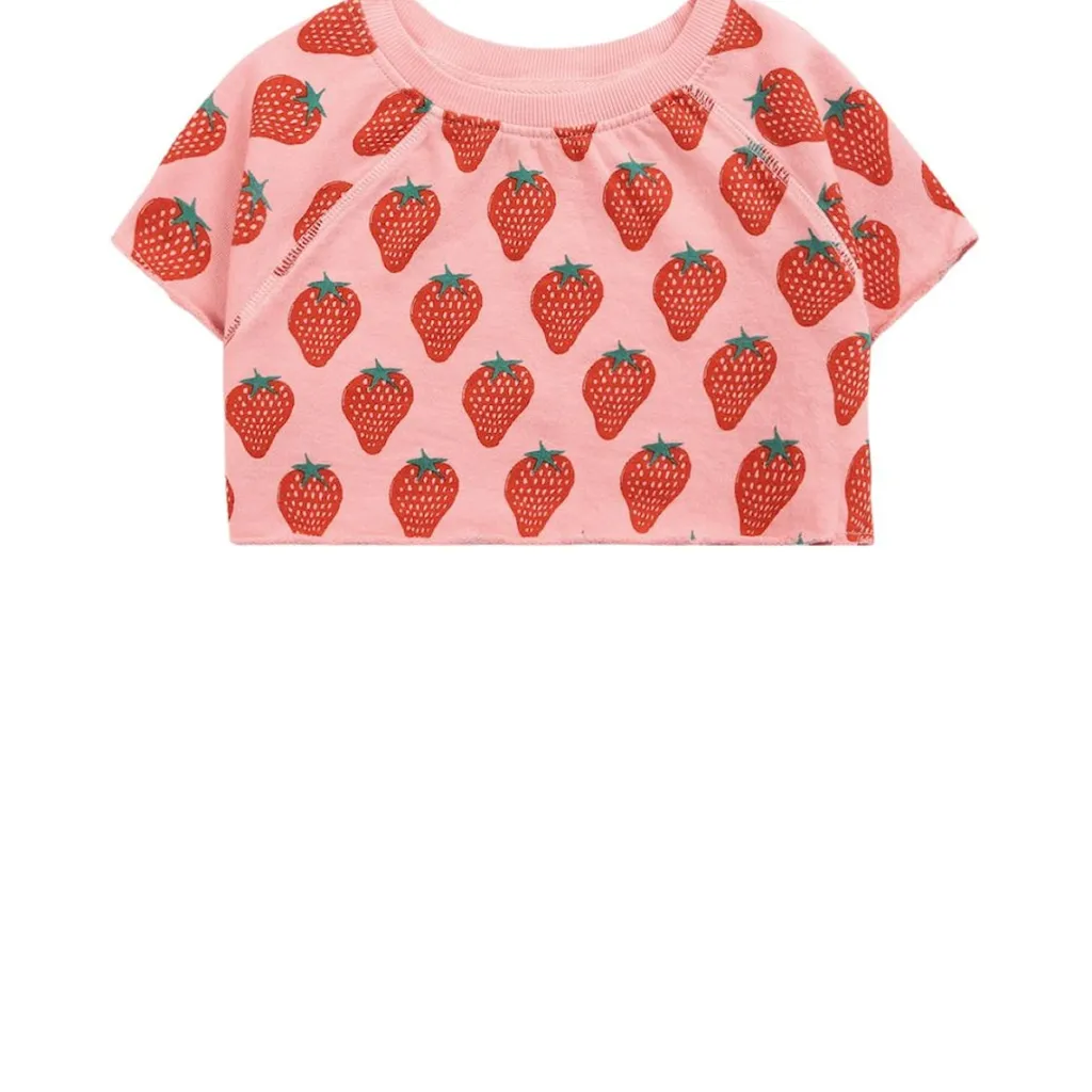 Strawberry Kortärmad Croppad Sweatshirt Rosa>Bobo Choses Outlet