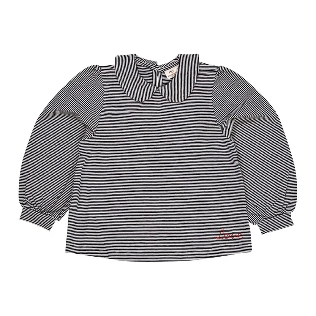 Striped Blouse w Collar Ls Navy/Cream Stripe>Copenhagen Colors