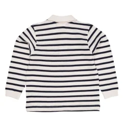 Striped Pique Polo W LS Navy/Cream Stripe><noscript><img width=