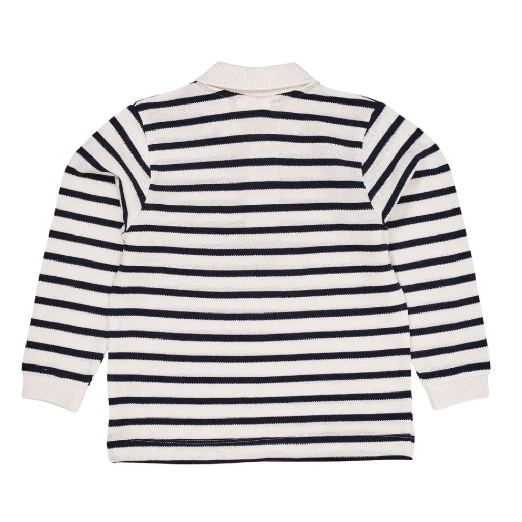 Striped Pique Polo W LS Navy/Cream Stripe>Copenhagen Colors New
