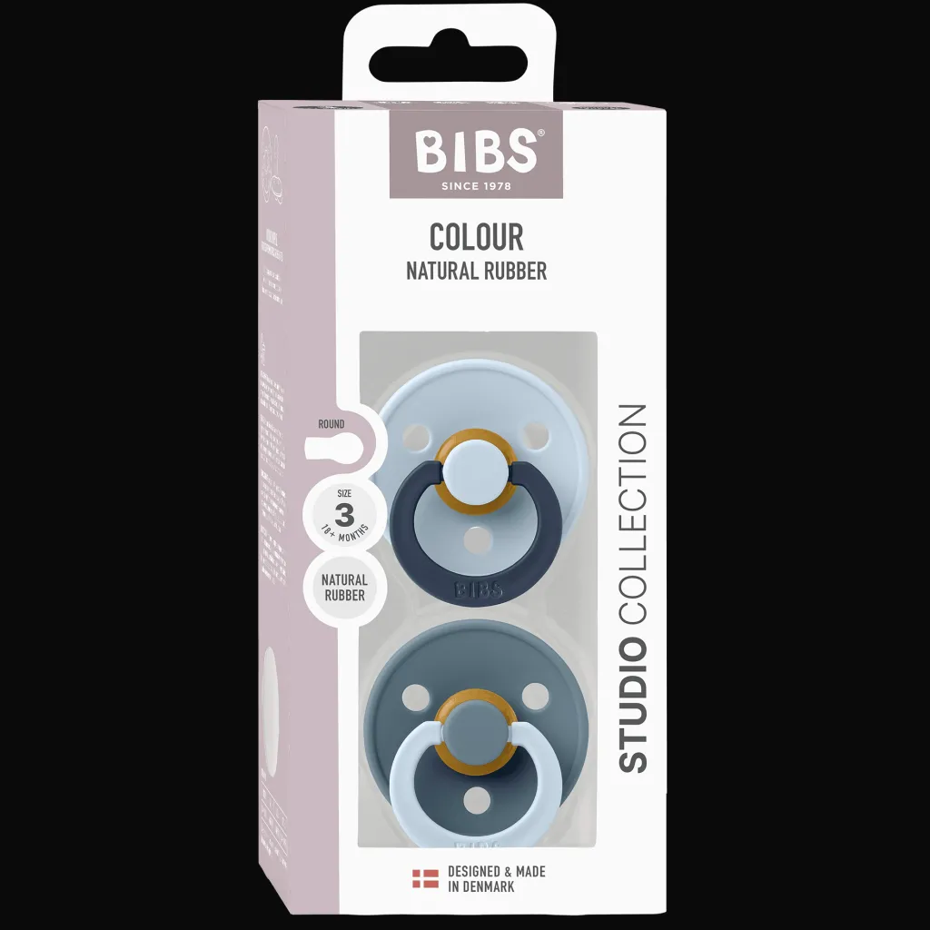 Studio Colour Fusion 2-pack Runda Latexnappar Baby Blue Petrol Mix>BIBS Best