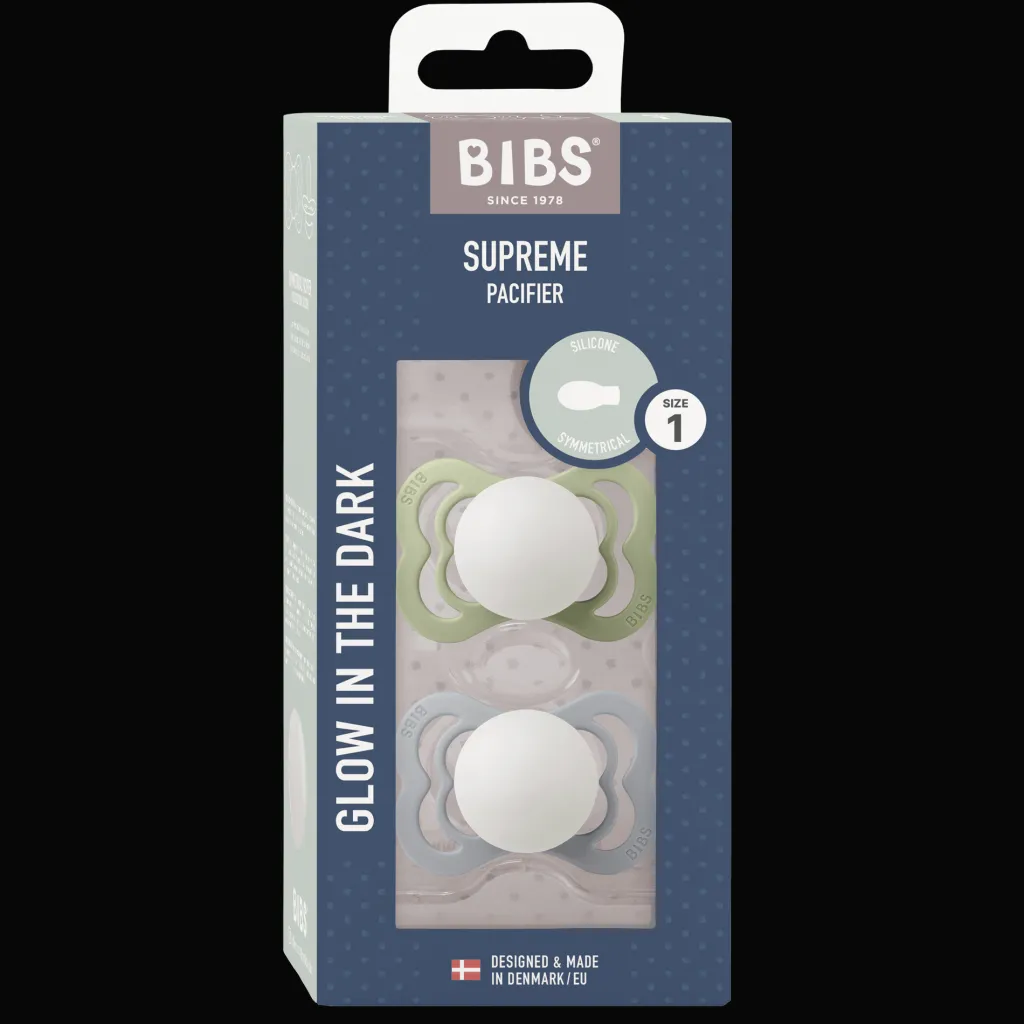 Supreme Glow 2-pack Symmetriska Silikonnappar Sage Cloud>BIBS Online