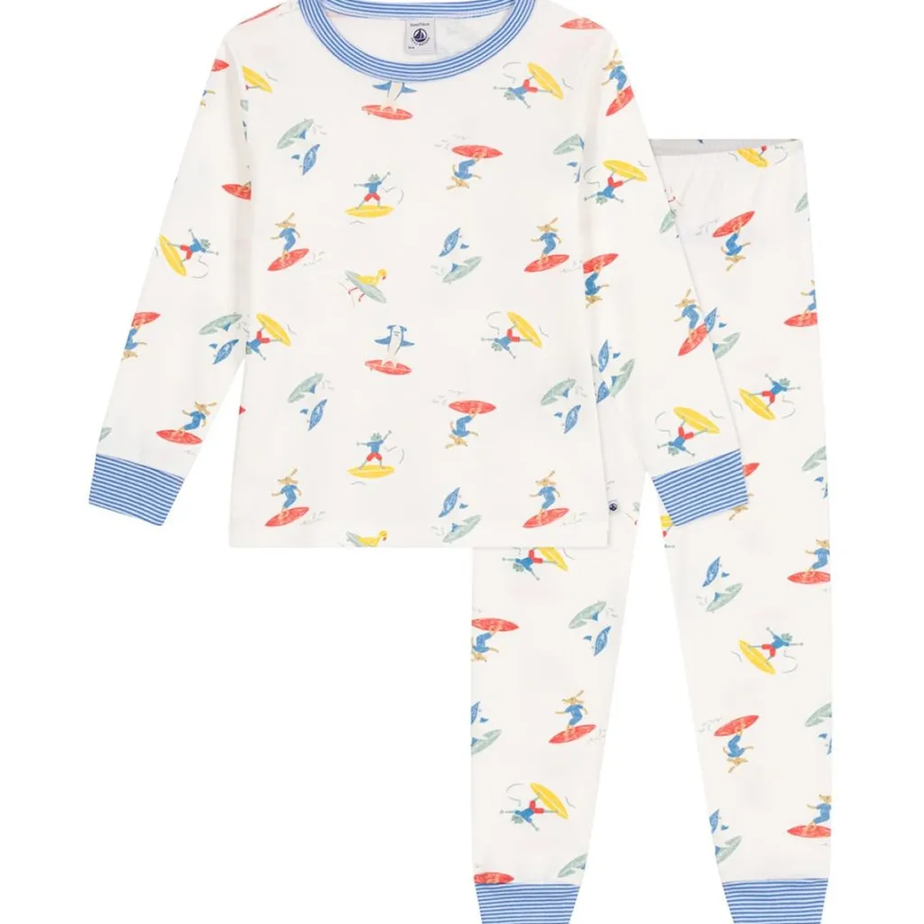 Surfer Pyjamas I Bomull Marshmallow Multicolor>Petit Bateau New