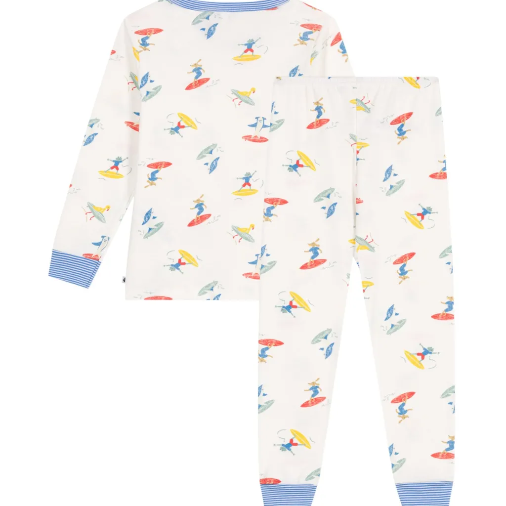 Surfer Pyjamas I Bomull Marshmallow Multicolor>Petit Bateau New