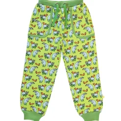 Sweatpants with badger and squirrel Pear Green>Småfolk Discount