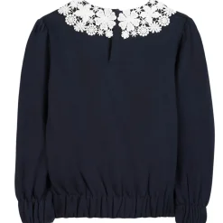 Sweatshirt med Blomkrage Navy>Tartine et Chocolat Outlet