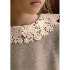 Sweatshirt med blomkrage Heather Grey><noscript><img width=