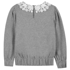 Sweatshirt med blomkrage Heather Grey><noscript><img width=