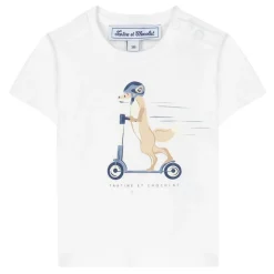 T-shirt i Vitt med räv på scooter>Tartine et Chocolat Hot