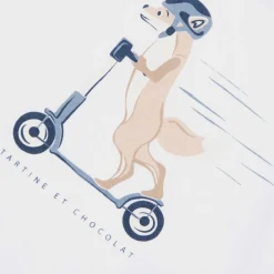T-shirt i Vitt med räv på scooter>Tartine et Chocolat Hot