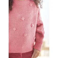Ulltröja med Pom-Pom Blommor><noscript><img width=
