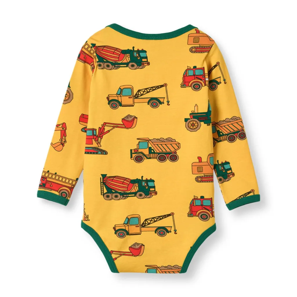 Ulm Långärmad Baby Body Med Fordon Gul Sunstruck>Småfolk
