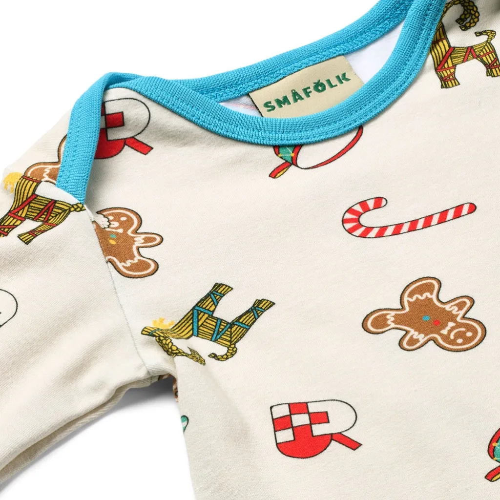 Ulm Långärmad Babydräkt Med Juldekorationer Vit Vanilla>Småfolk Outlet
