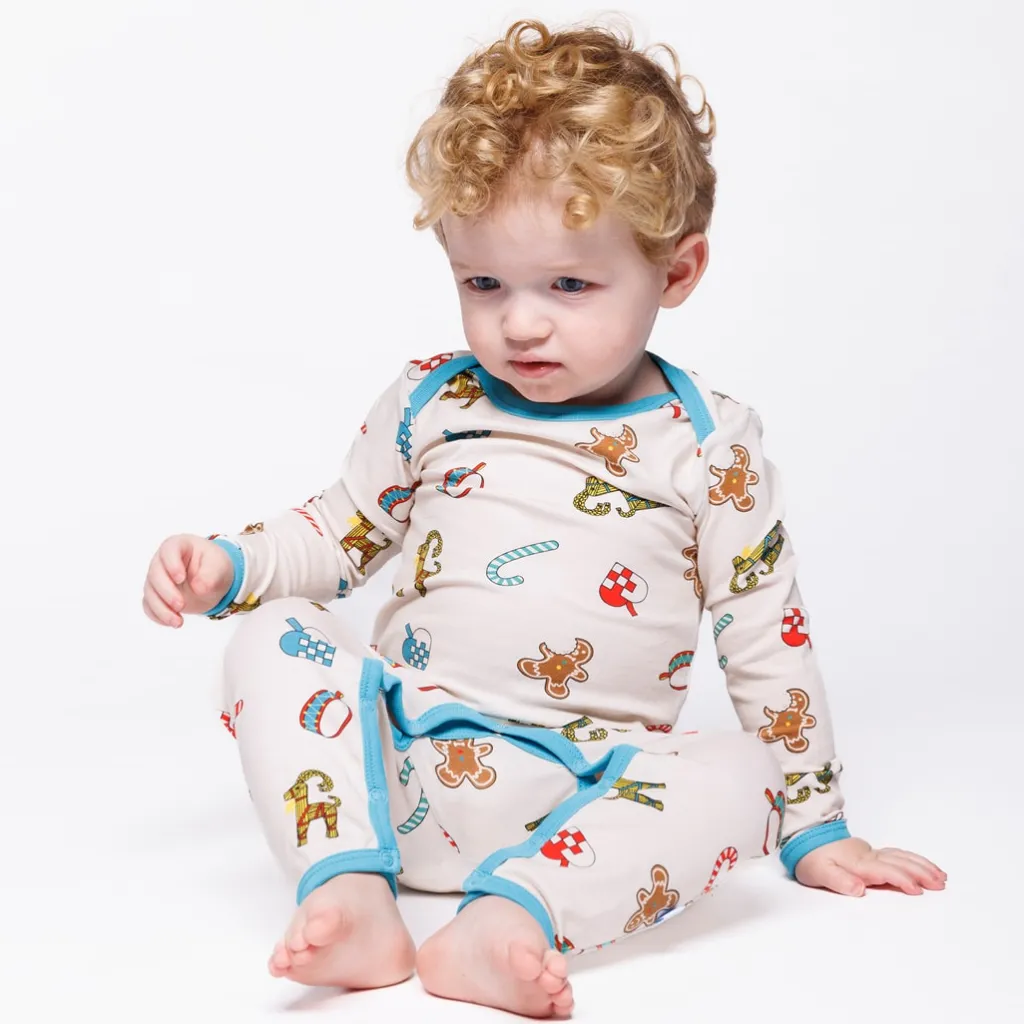 Ulm Långärmad Babydräkt Med Juldekorationer Vit Vanilla>Småfolk Outlet