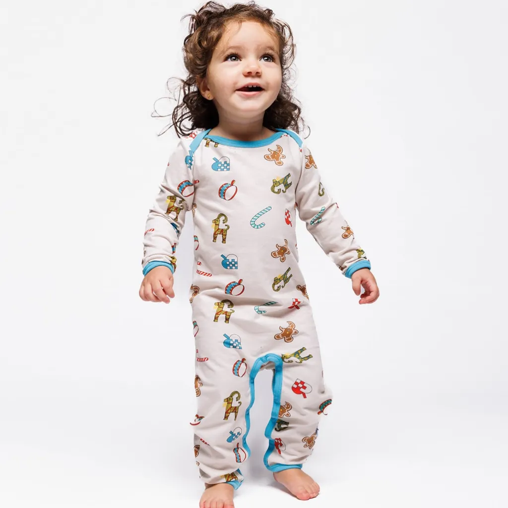 Ulm Långärmad Babydräkt Med Juldekorationer Vit Vanilla>Småfolk Outlet