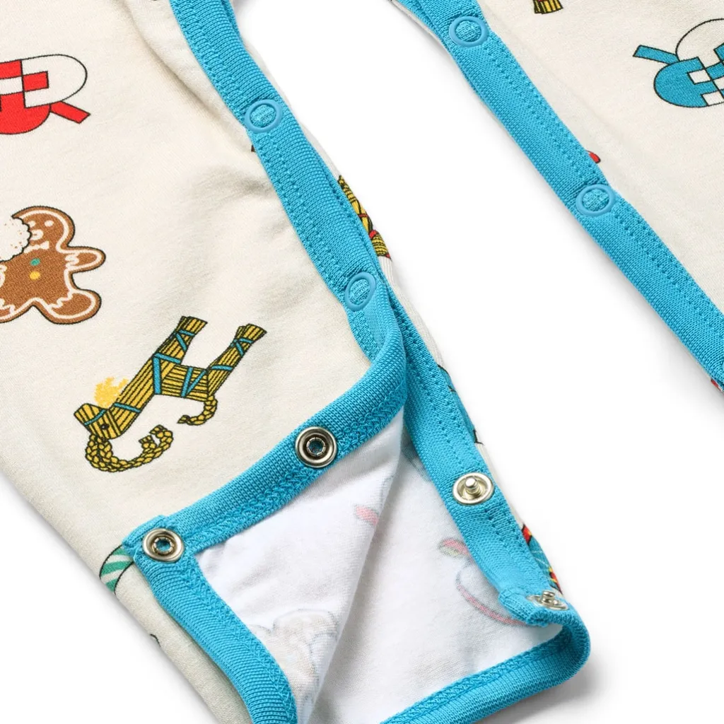 Ulm Långärmad Babydräkt Med Juldekorationer Vit Vanilla>Småfolk Outlet