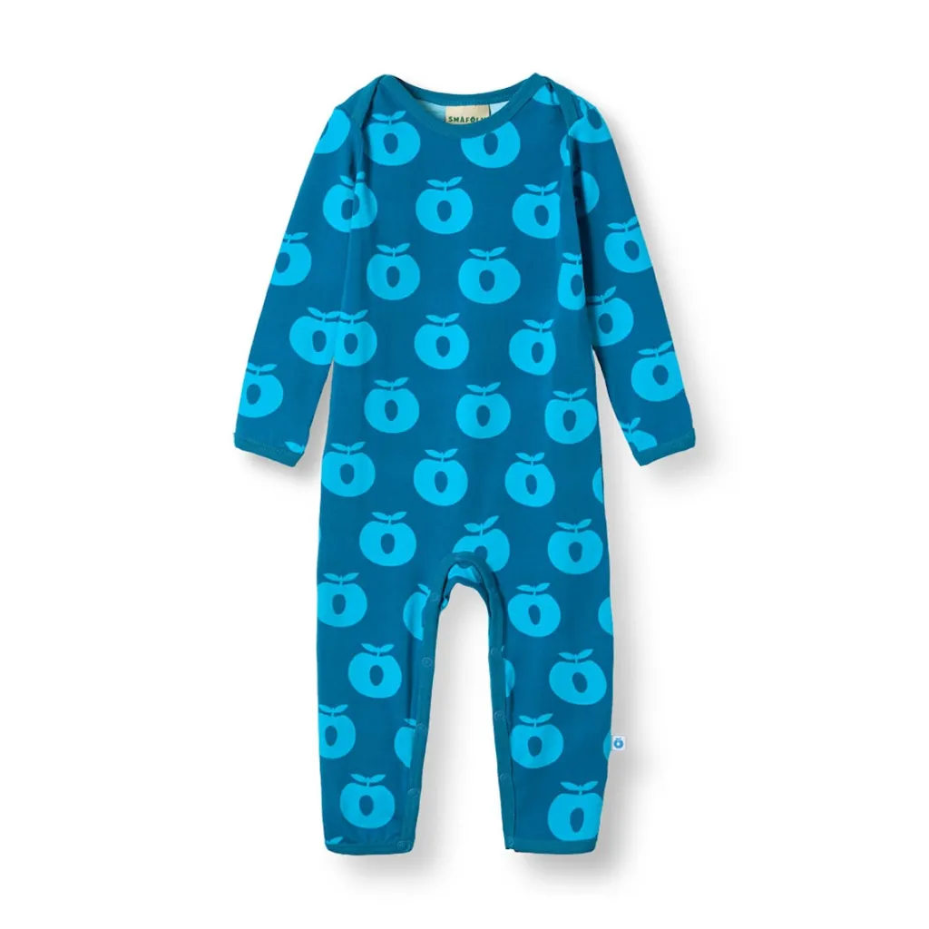 Ulm Långärmad Babydräkt Med Äpplen Blå Vivid Blue>Småfolk