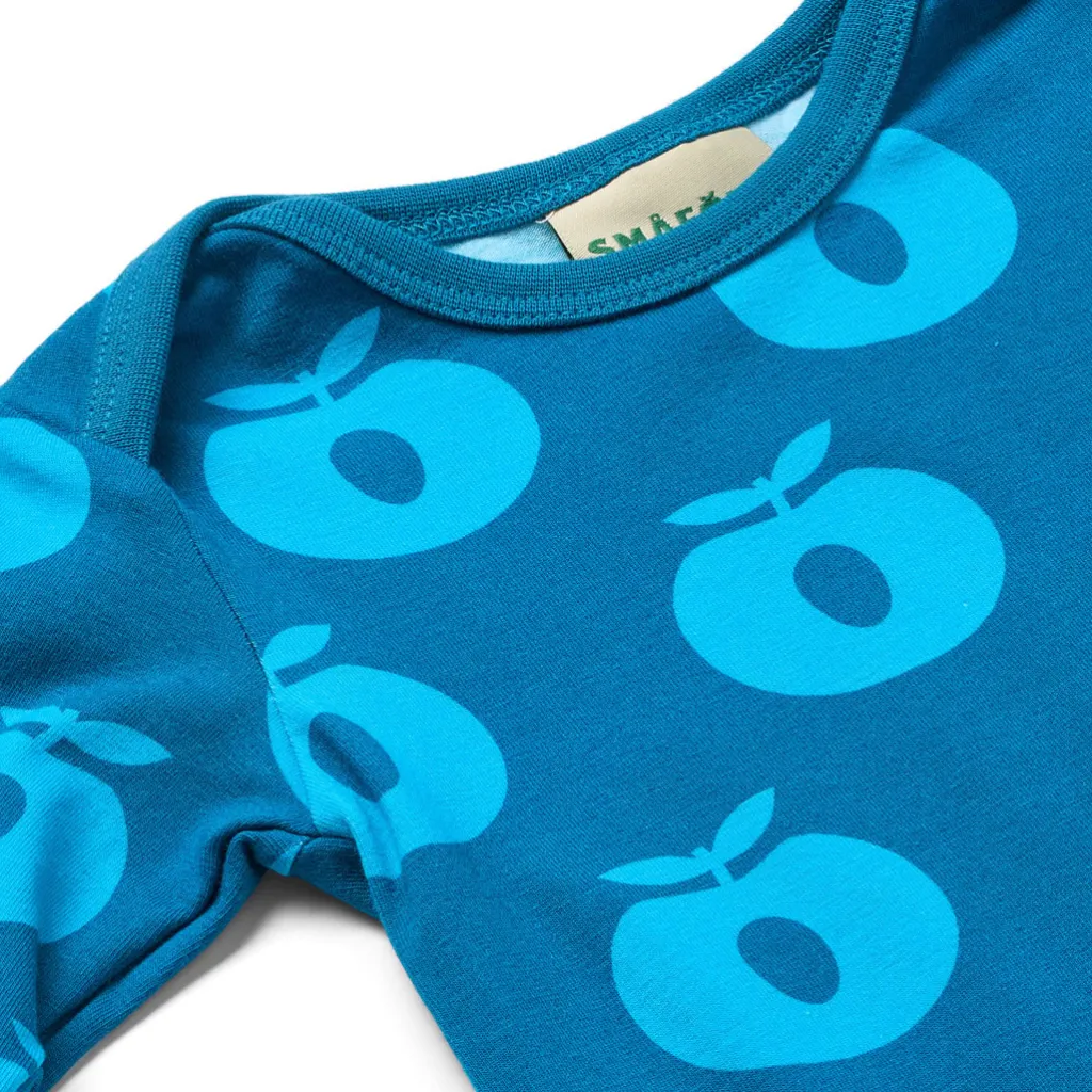 Ulm Långärmad Babydräkt Med Äpplen Blå Vivid Blue>Småfolk