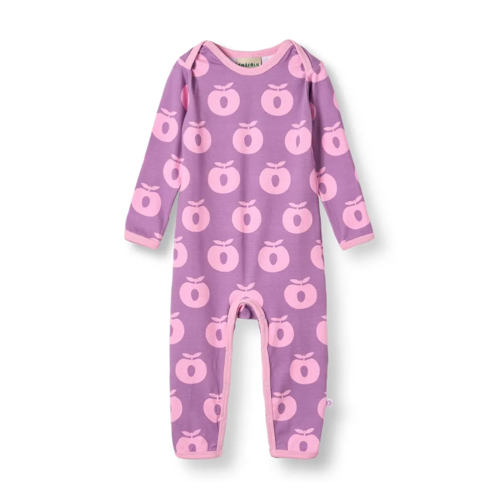 Ulm Långärmad Babydräkt Med Äpplen Lila Purple Iris>Småfolk