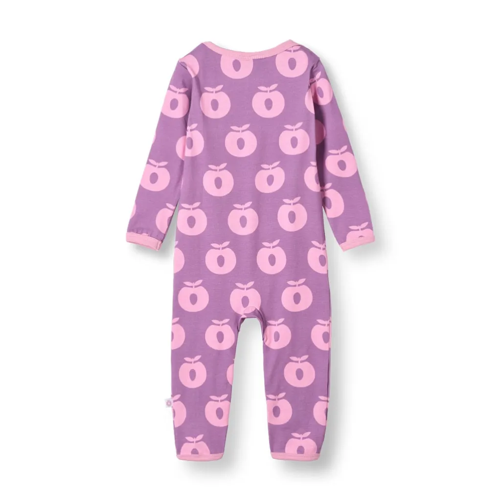 Ulm Långärmad Babydräkt Med Äpplen Lila Purple Iris>Småfolk