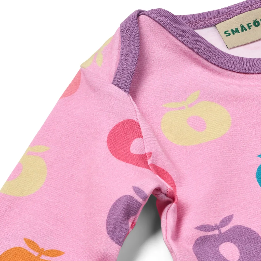 Ulm Long-Sleeved Baby Body with Apples Pink lilac>Småfolk Clearance