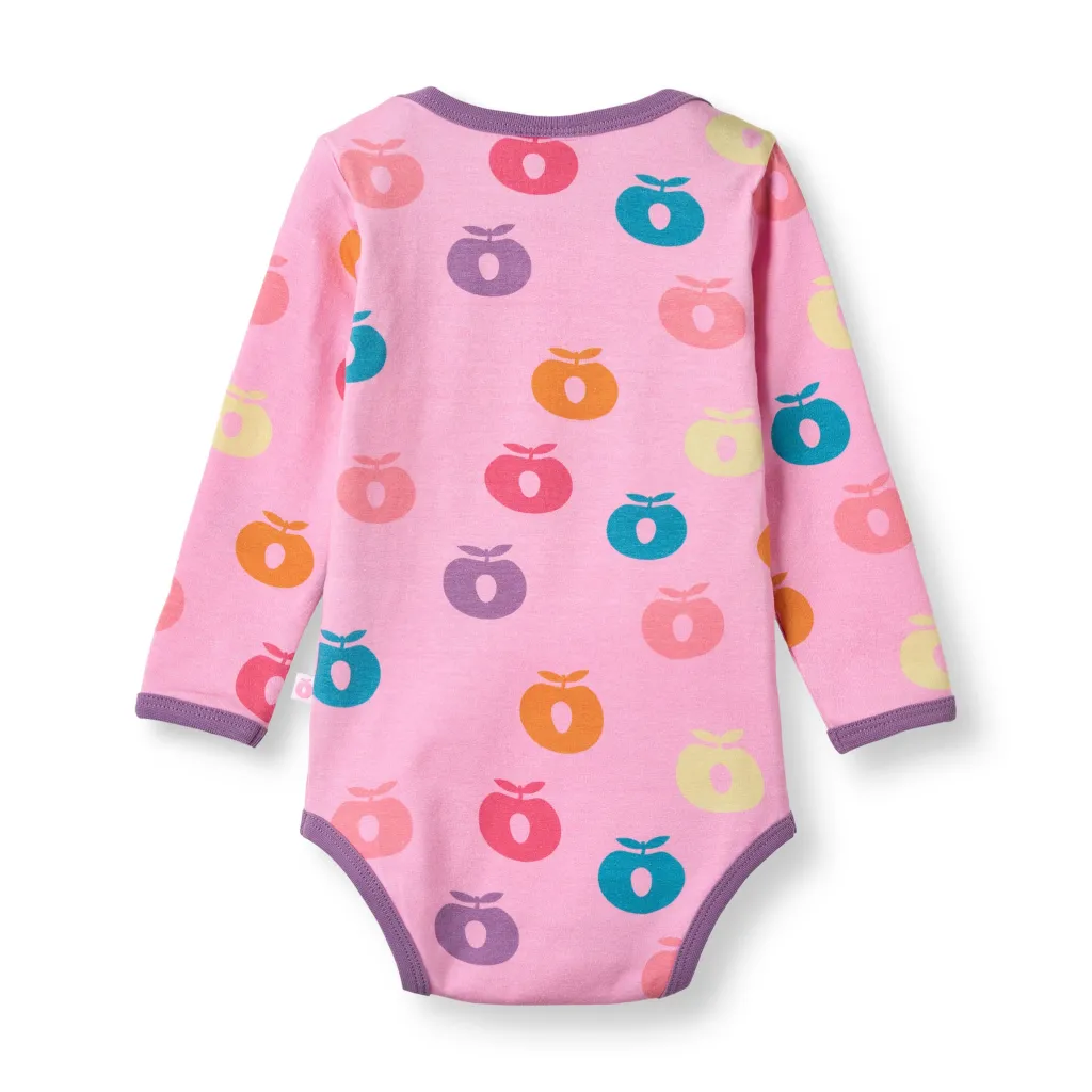 Ulm Long-Sleeved Baby Body with Apples Pink lilac>Småfolk Clearance