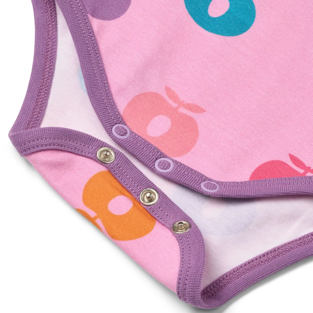 Ulm Long-Sleeved Baby Body with Apples Pink lilac>Småfolk Clearance