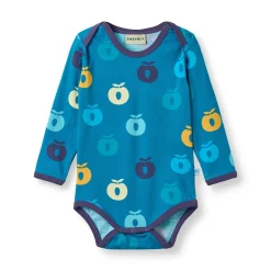 Ulm Long-Sleeved Baby Body with Apples Solid blue>Småfolk Discount