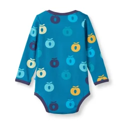 Ulm Long-Sleeved Baby Body with Apples Solid blue><noscript><img width=