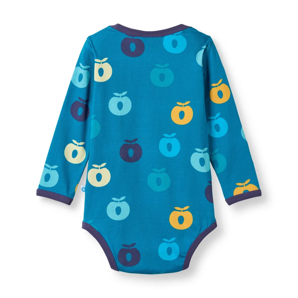 Ulm Long-Sleeved Baby Body with Apples Solid blue>Småfolk Discount