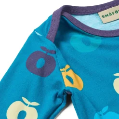 Ulm Long-Sleeved Baby Body with Apples Solid blue><noscript><img width=