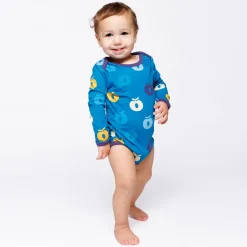 Ulm Long-Sleeved Baby Body with Apples Solid blue><noscript><img width=