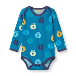 Ulm Long-Sleeved Baby Body with Apples Solid blue><noscript><img width=
