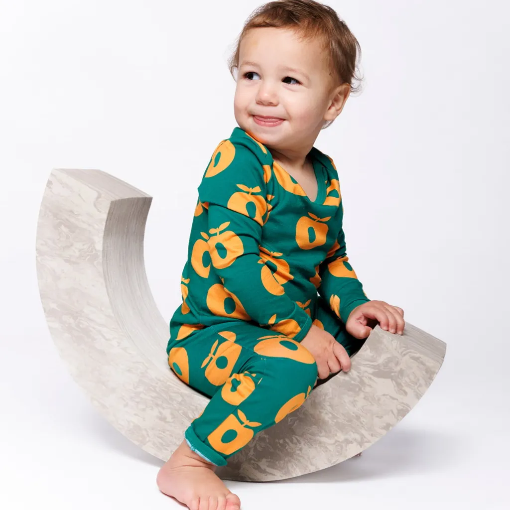 Ulm Long-Sleeved Baby Suit with Apples Cedar tree>Småfolk Clearance