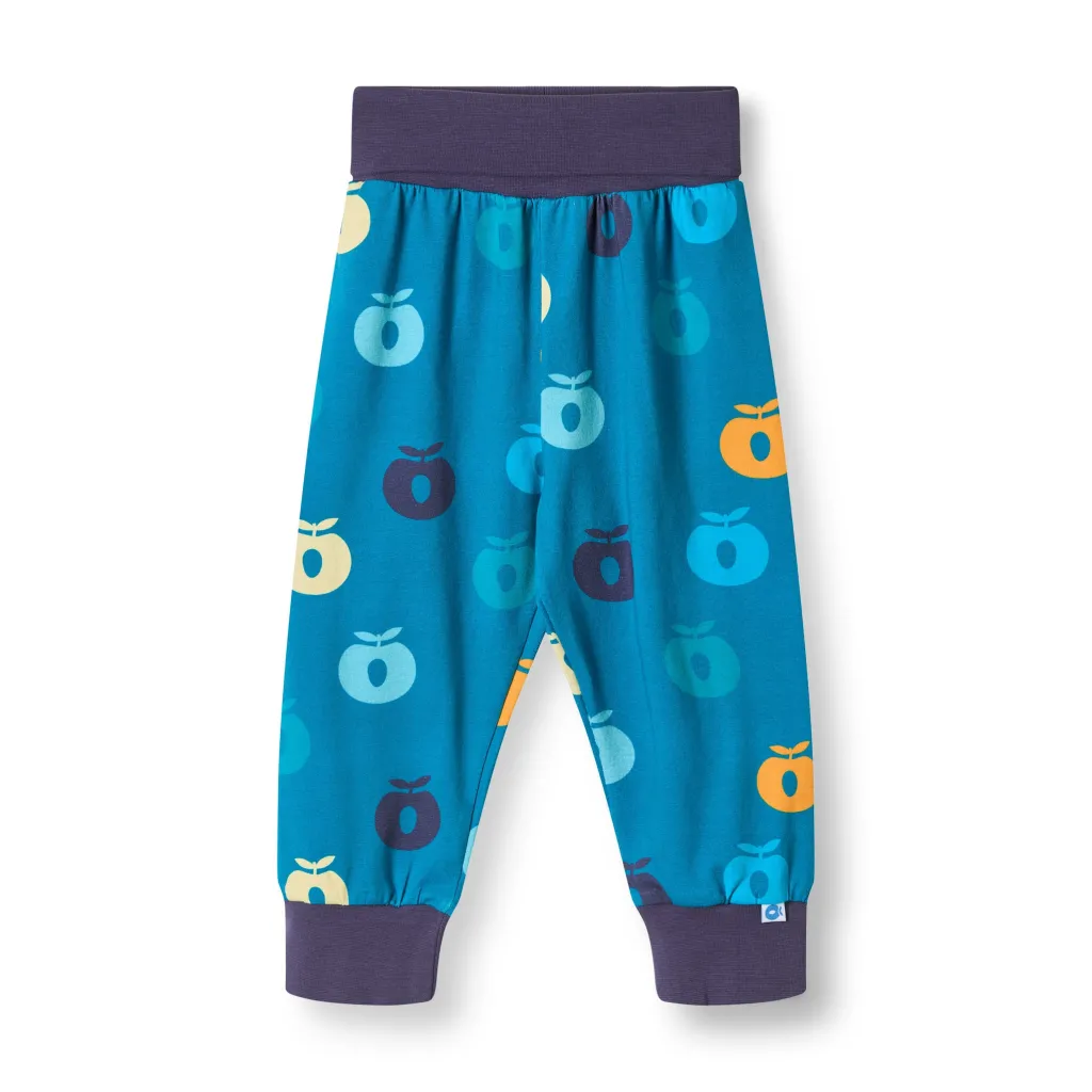 Ulm Pants For Baby with Apples Solid blue>Småfolk Clearance