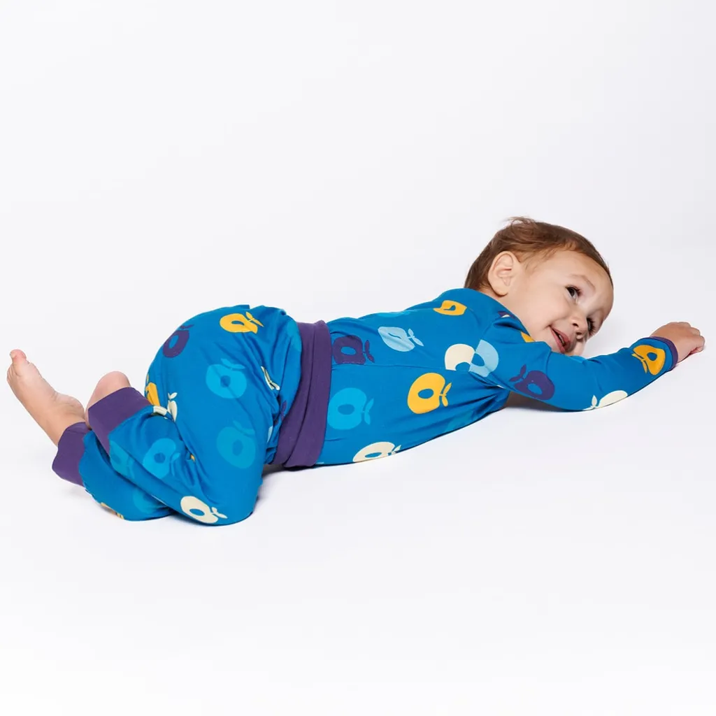 Ulm Pants For Baby with Apples Solid blue>Småfolk Clearance