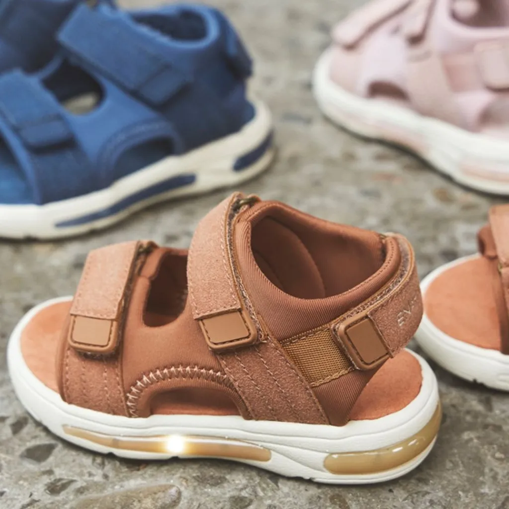 Velcro Blinkande Sandaler Mocha Mousse>EnFant New
