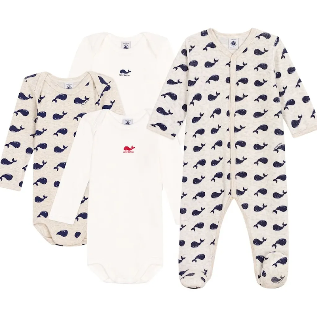 Whale Onesie Och 3-pack Baby Bodys Marshmallow Medieval>Petit Bateau Discount