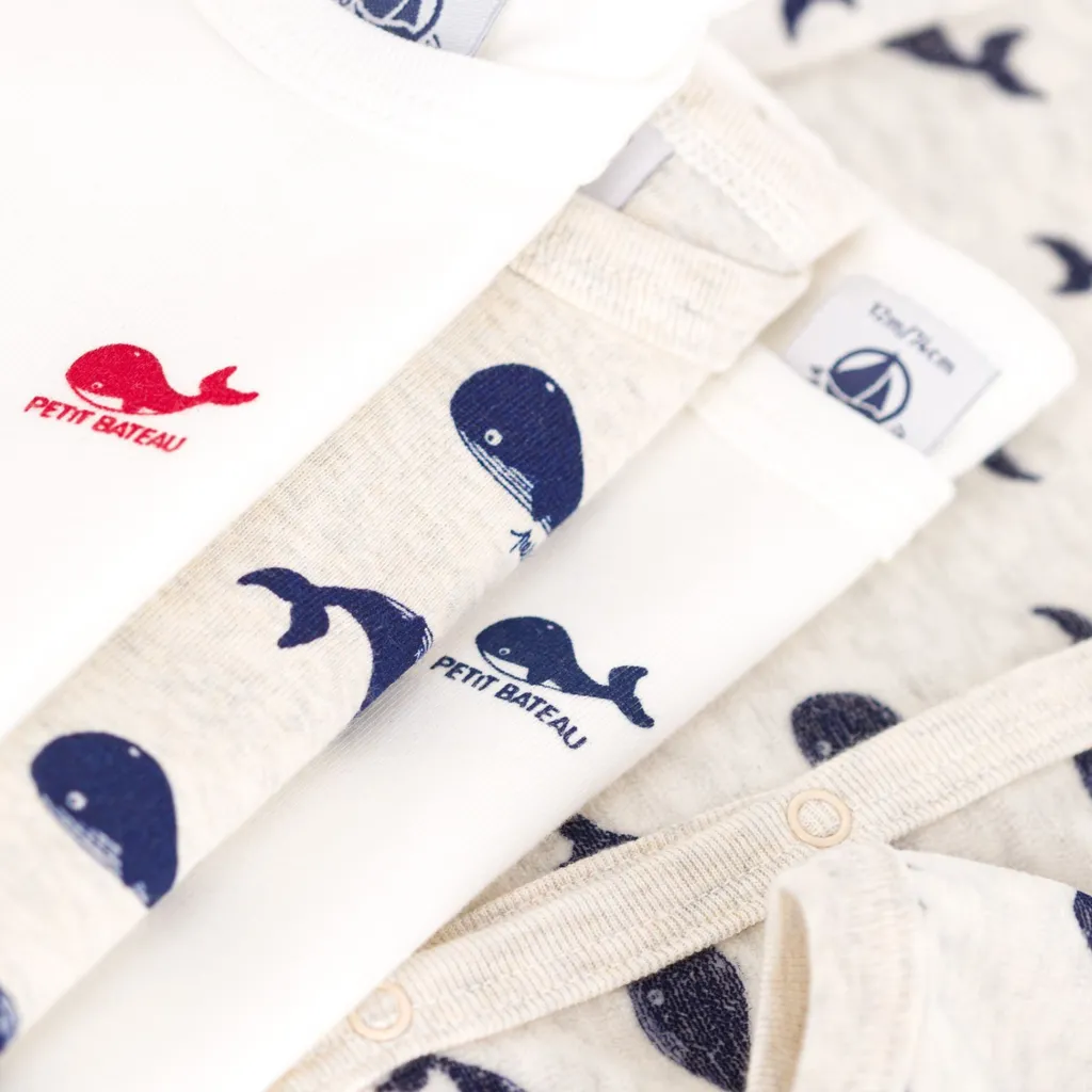 Whale Onesie Och 3-pack Baby Bodys Marshmallow Medieval>Petit Bateau Discount