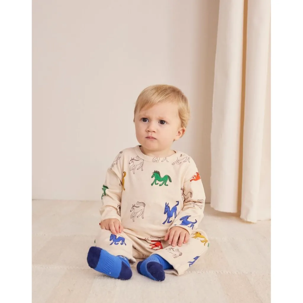 Wonder Horse Mönstrad Långärmad Baby T-shirt Naturvit>Bobo Choses New