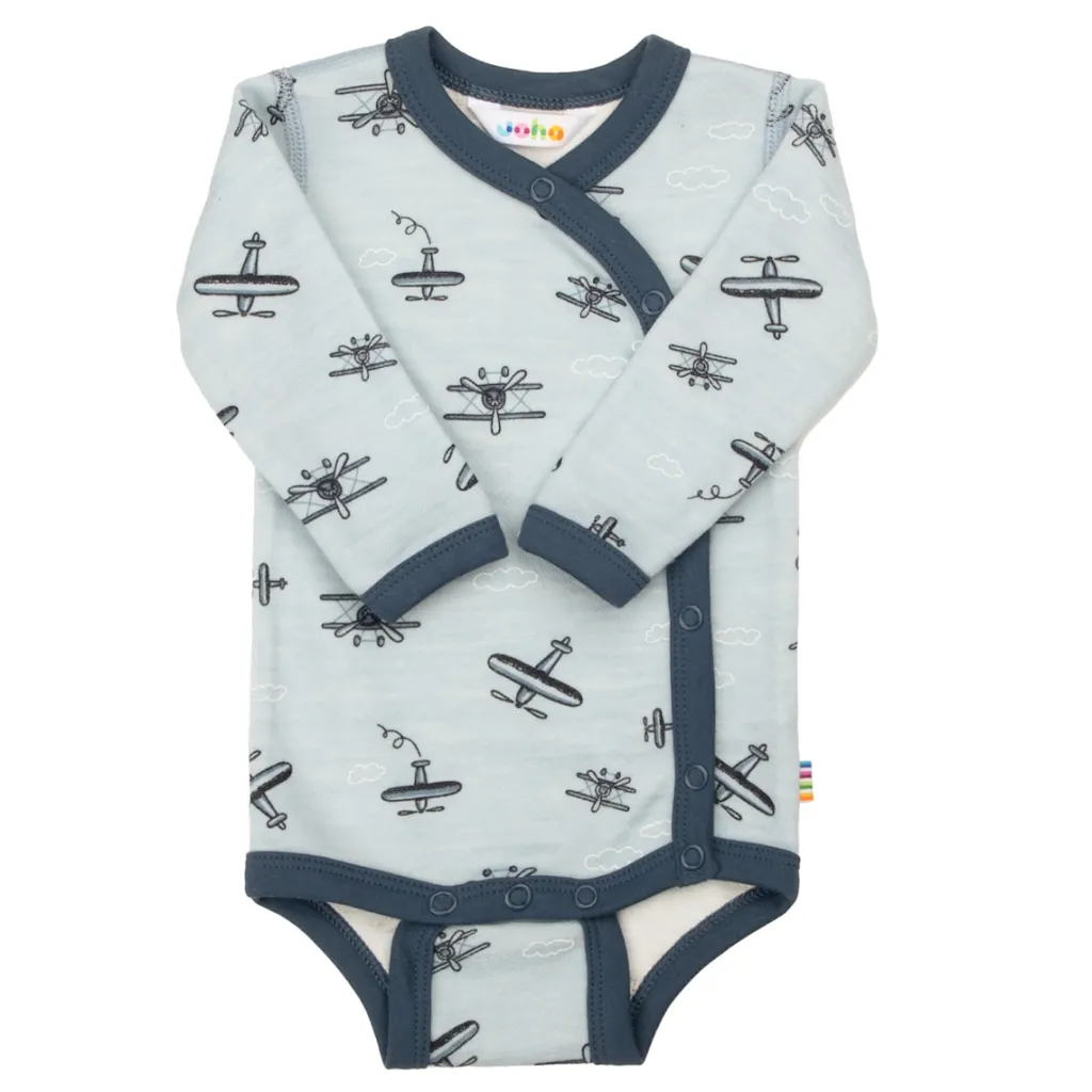 Wool Baby Body Med Sidostängning Light Blue>Joha