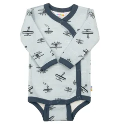 Wool Baby Body Med Sidostängning Light Blue>Joha